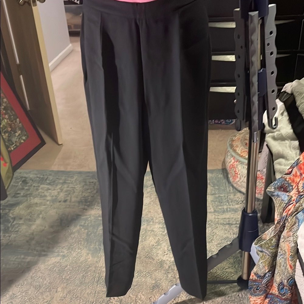 Doncaster Vintage Wool Lined Black Straight Leg Slacks w/ Side Zip & Button - Picture 5 of 8